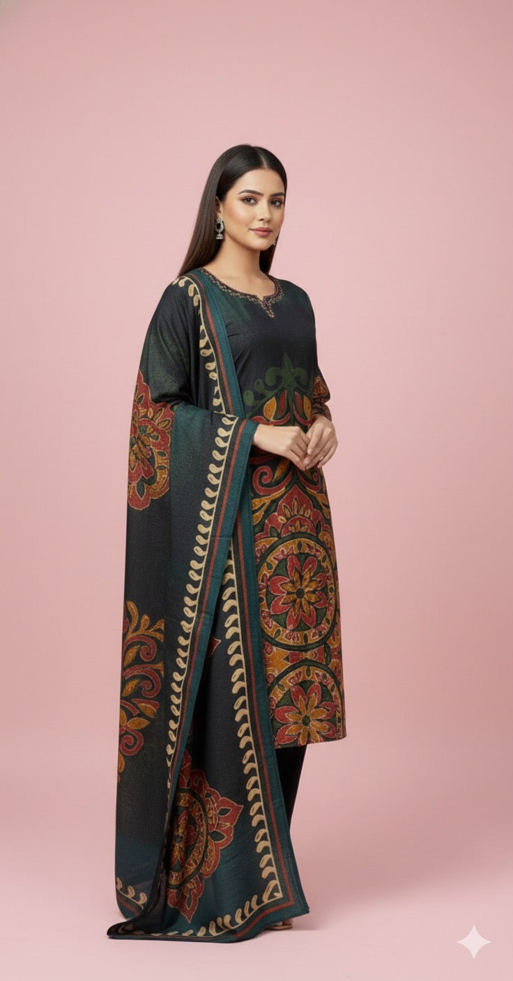 Emerald Heritage Printed 3 Piece Kurta Set