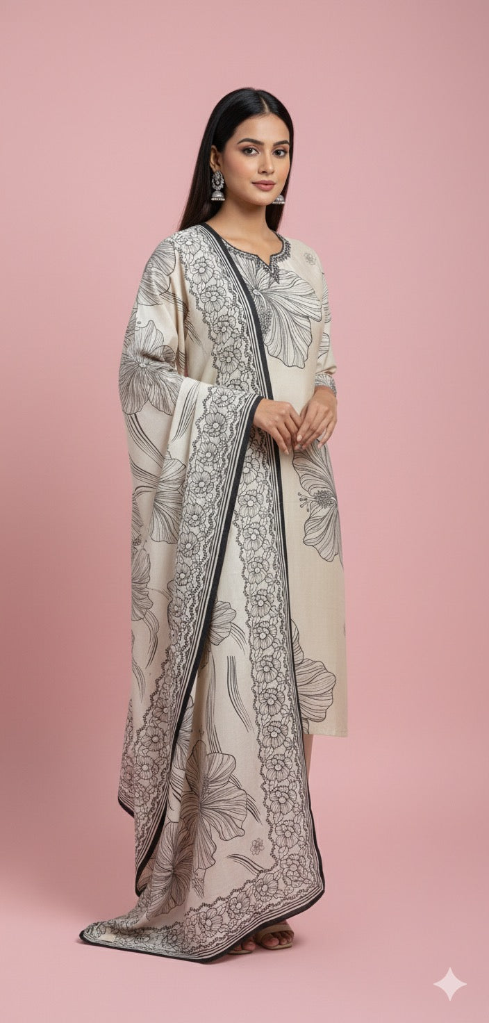 Ivory Grace Printed 3 Piece Kurta Set