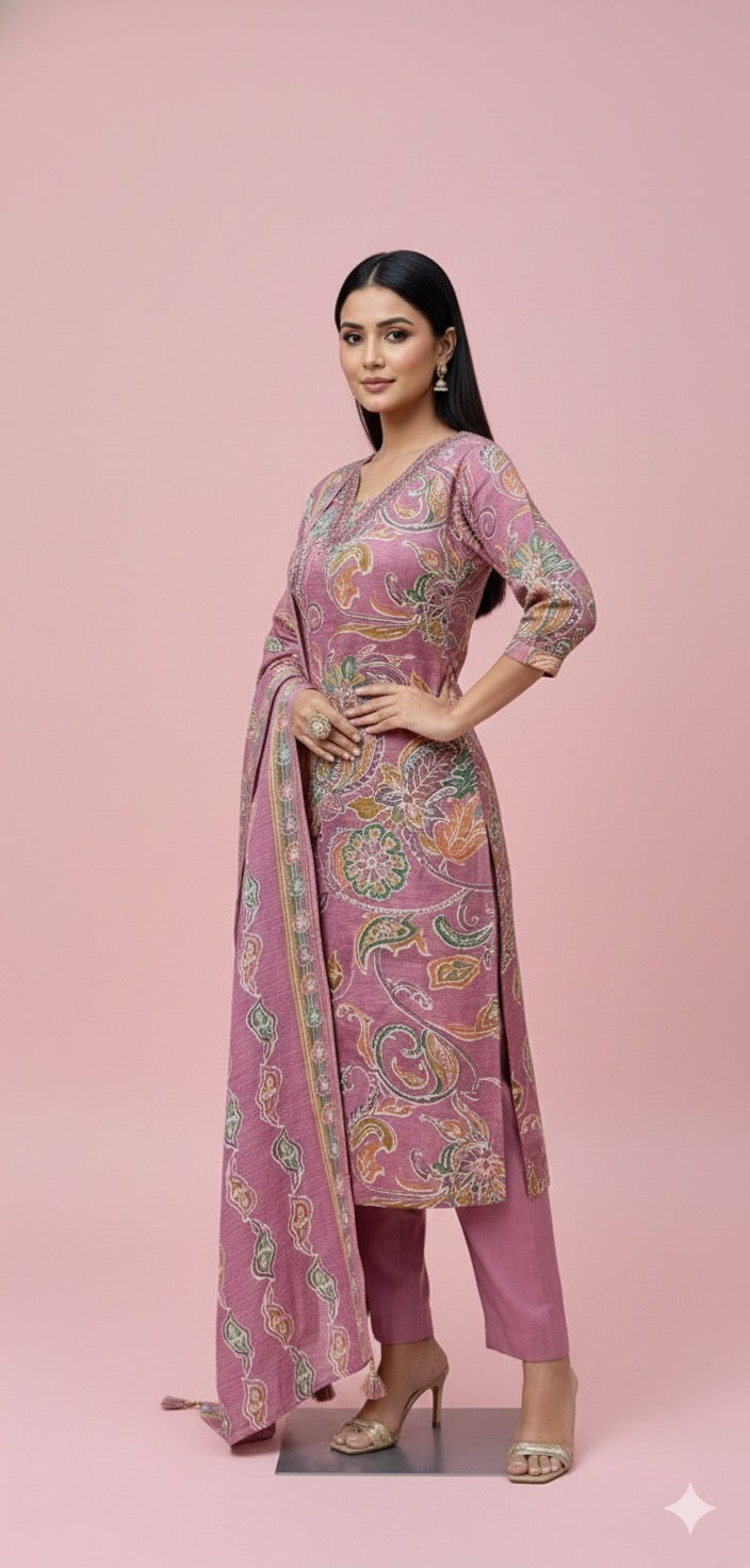 Pastel Bloom Printed 3 Piece Kurta Set