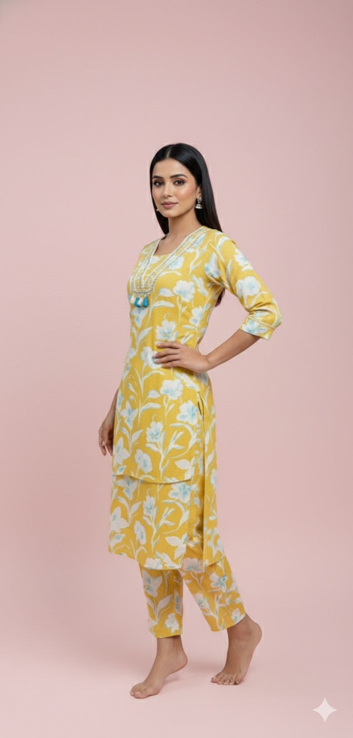 Sunshine Yellow Printed Co-ord Set