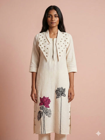 Ivory Bloom Embroidered Dress