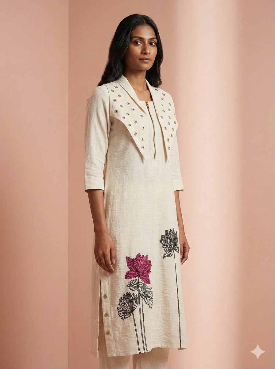 Ivory Bloom Embroidered Dress
